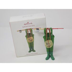 Hallmark 2019 Wading for a Nibble Boots Fishing NIB‎ Keepsake Christmas Ornament